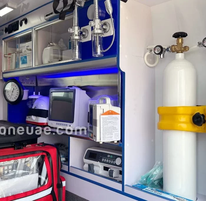 Neonatal ambulance inside with accessories