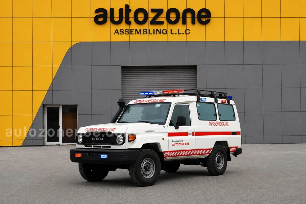 4x4 mobile clinic Outreach Medical Unit front view built by AutoZone UAE